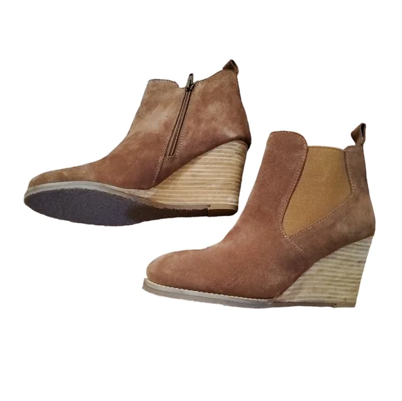 Diba Shoes Diba Suede Leather Wedge Ankle Boots Booties Size